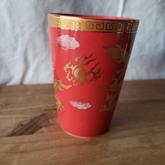 Porcelain Red Gold Dragon Tea Coffee Mug Adeline - Picture 6 of 9